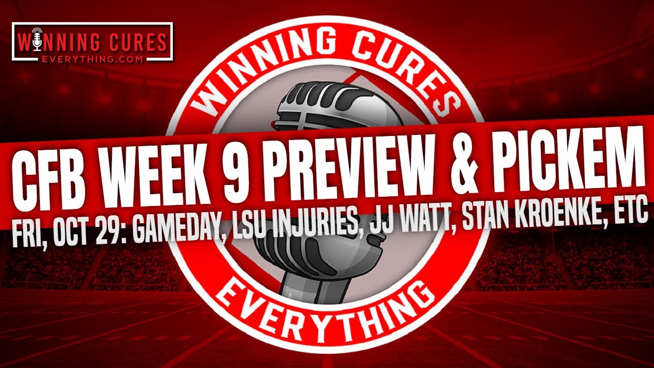 Read more about the article 10/29 College Football Week 9 Preview & Pickem Spread Picks, LSU injuries, JJ Watt, Stan Kroenke